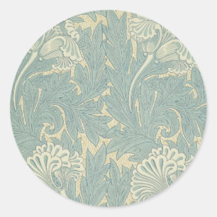 William Morris Klassieke Tulp Blauwe Bloem Ronde Sticker