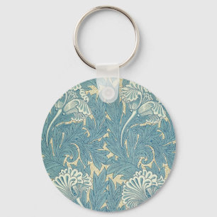 William Morris Klassieke Tulp Blauwe Bloem Sleutelhanger