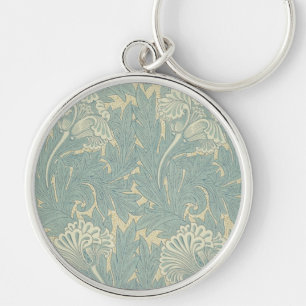 William Morris Klassieke Tulp Blauwe Bloem Sleutelhanger