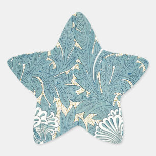 William Morris Klassieke Tulp Blauwe Bloem Ster Sticker