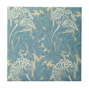 William Morris Klassieke Tulp Blauwe Bloem Tegeltje