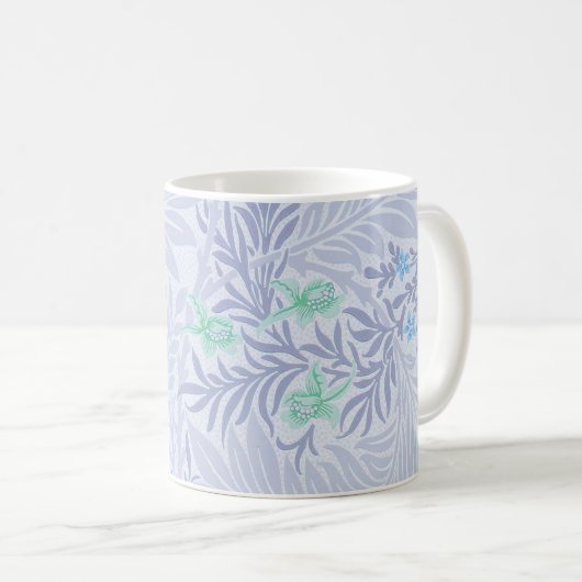 William Morris - Larkspur - Blauwe bloemen en blad Koffiemok (Voorkant rechts)