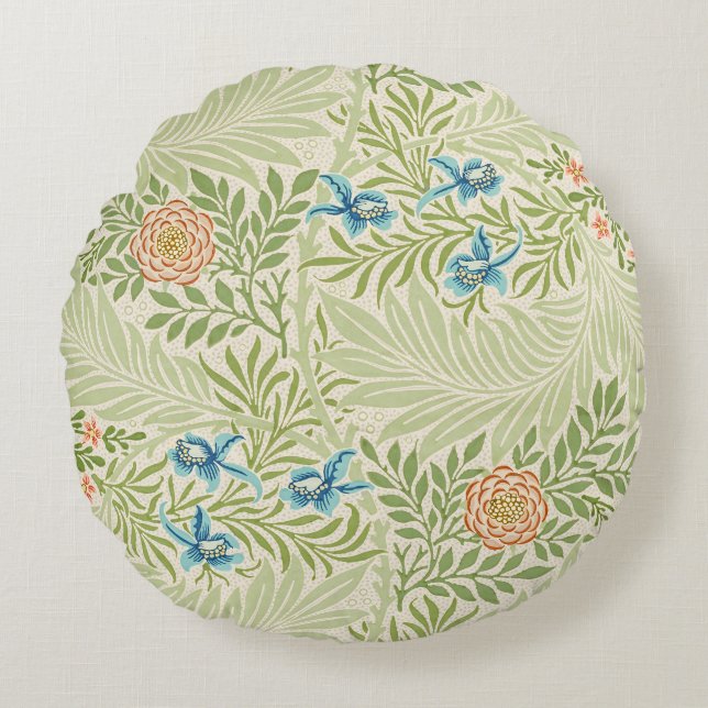 William Morris Larkspur Floral Pattern Rond Kussen (Voorkant)