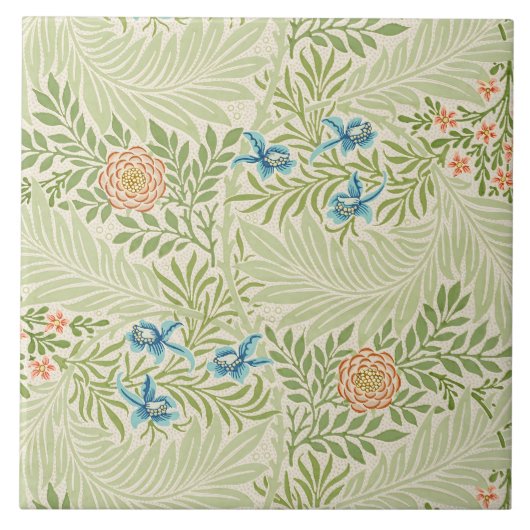 William Morris Larkspur Floral Pattern Tegeltje (Voorkant)