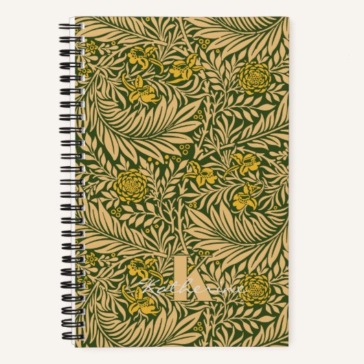 William Morris Larkspur Patroon Monogram Notitieboek (Voorkant)