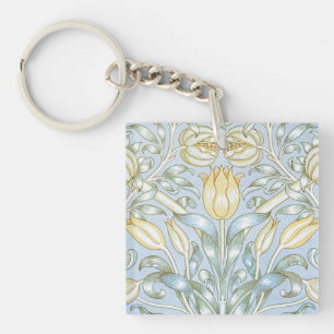 William Morris lelie en granaatappel bloempatroon Sleutelhanger