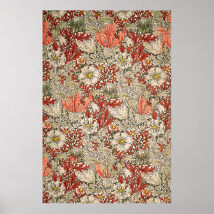 William Morris Lente Compton Bloem Vintage Rood Poster