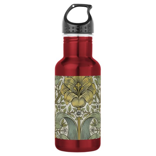 William Morris Lente Struik Gele Bloem Kunst Waterfles (Voorkant)