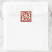 William Morris Letter O Monogram Initiaal Rood Vierkante Sticker (Tas)