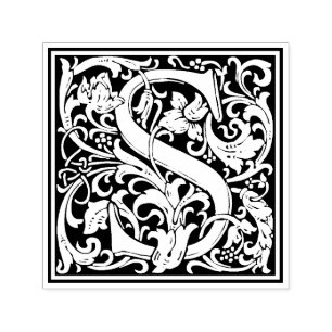 William Morris Letter S Victoriaans bloemstempel Zelfinktende Stempel