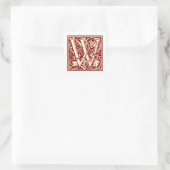 William Morris Letter W Monogram Initiaal Rood Vierkante Sticker (Tas)
