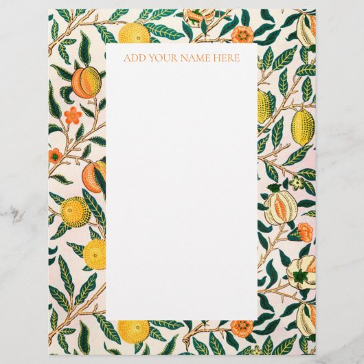 WILLIAM MORRIS LETTERHEAD MET POMEGRANATE ONTWERP BRIEFHOOFD (Voorkant)