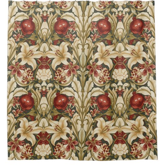 William Morris Lily and Pomegranate Floral pattern Douchegordijn (Voorkant)