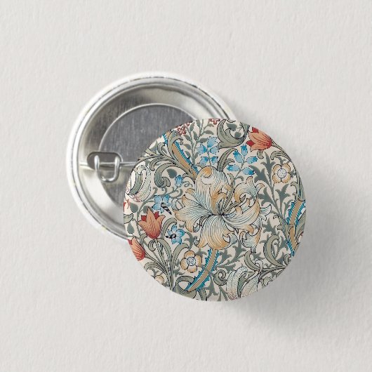 William Morris Lily Art Button (Voorkant /achterkant)