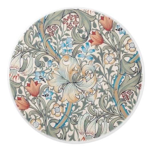 William Morris Lily Art Button Keramische Knop (Voorkant)