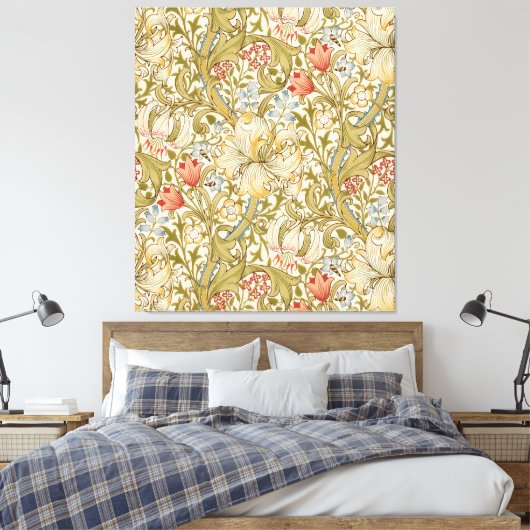 William Morris Lily Art Nouveau Canvas Afdruk (Insitu (Slaapkamer))