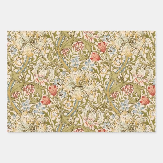 William Morris Lily Art Nouveau Floral Inpakpapier Vel (Voorkant 3)