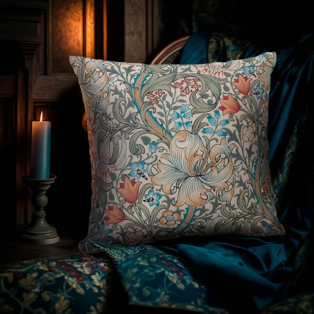 William Morris Lily Art Nouveau Floral Pattern Tho Kussen (Creator heeft geüpload)