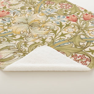 William Morris Lily Art Nouveau Floral Sherpa Deken