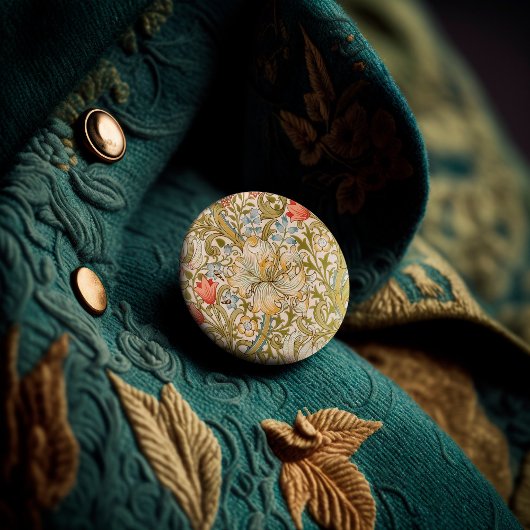 William Morris Lily Art Nouveau Ronde Button 3,2 Cm