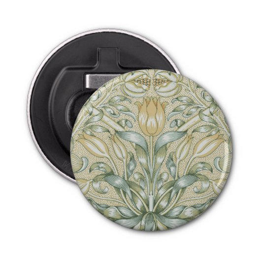 William Morris Lily en Granaatappel Bloem Classic Button Flesopener (Voorkant)