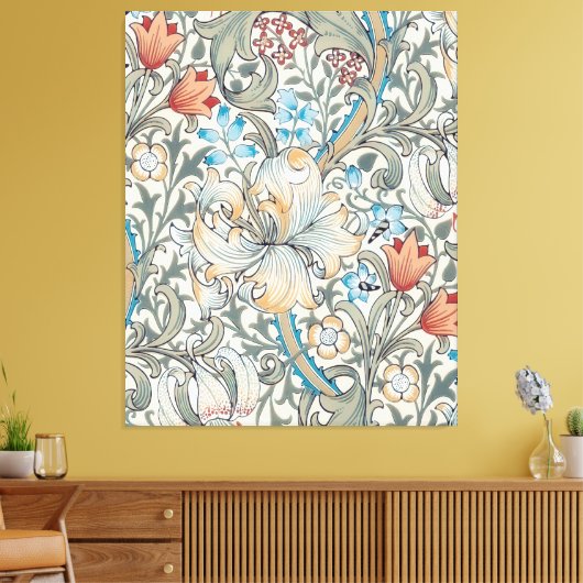 William Morris Lily  Pattern Canvas Print (Insitu (Woonkamer))
