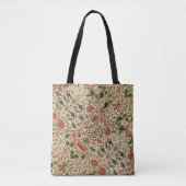 William Morris Lodden Bloemen Bladgroen Roze Draagtas (Voorkant)