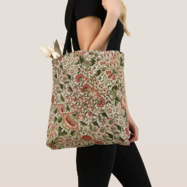 William Morris Lodden Bloemen Bladgroen Roze Draagtas