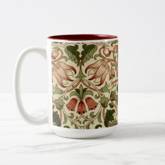 William Morris Lodden Bloemen Bladgroen Roze Tweekleurige Koffiemok