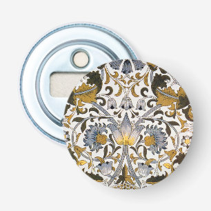 William Morris Lodden Bloempatroon: Blauwe Goud Button Flesopener