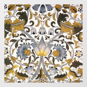 William Morris Lodden Bloempatroon: Blauwe Goud Raamsticker