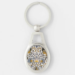 William Morris Lodden Bloempatroon: Blauwe Goud  Sleutelhanger
