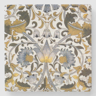 William Morris Lodden Bloempatroon: Blauwe Goud Stenen Onderzetter
