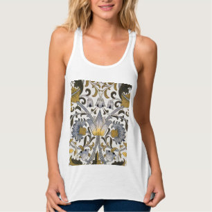 William Morris Lodden Bloempatroon: Blauwe Goud Tanktop