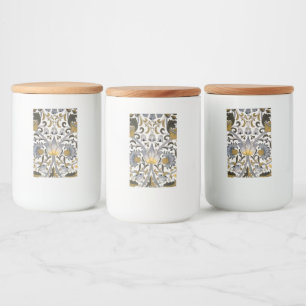 William Morris Lodden Bloempatroon: Blauwe Goud Voedselcontainer Etiket