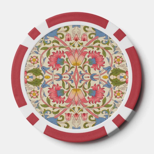 William Morris Lodden Spring Wallpaper Art Poker Chips (Achterkant)
