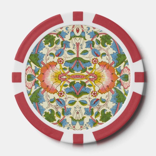 William Morris Loddon Blossom Floral Patterns Poker Chips (Voorkant)