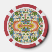 William Morris Loddon Blossom Floral Patterns Poker Chips (Achterkant)