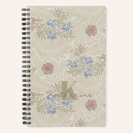 William Morris Lt Blue & Rust Larkspur Patroon Notitieboek (Voorkant)
