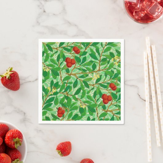 William Morris Lychee Tree Pattern, Light Green Servetten (Insitu)