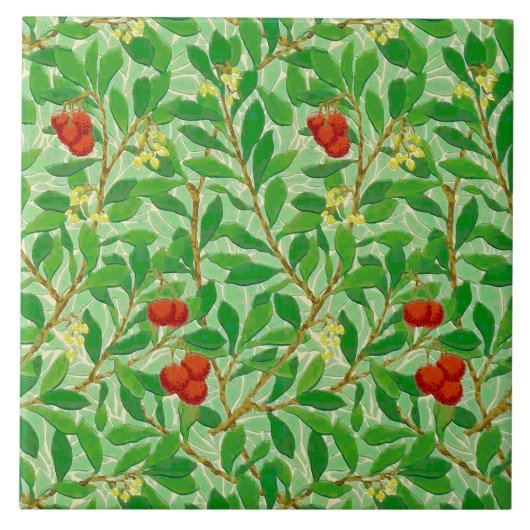 William Morris Lychee Tree Pattern, Light Green Tegeltje (Voorkant)