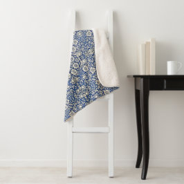 William Morris Mallow Bloemen Bloemen Bloemen Blau Sherpa Deken
