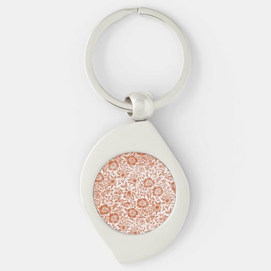 William Morris Mallow Patroon: Terracotta Bloemen Sleutelhanger (Voorkant)