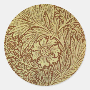 William Morris Marigold Antiek Bloemmotief Ronde Sticker