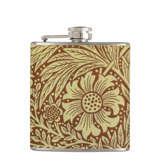 William Morris Marigold Antiek Bloempatroon Heupfles (Voorkant)