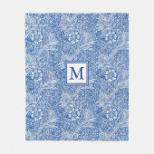 William Morris Marigold Blue Monogram Fleece Deken (Voorkant)