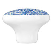 William Morris Marigold Blue Monogram Keramische Knop (Zijkant)