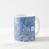 William Morris Marigold Blue Monogram Koffiemok (Voorkant rechts)