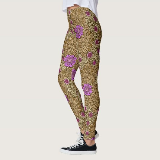 William Morris Marigold, Brown, Beige en Violet Leggings (Links)