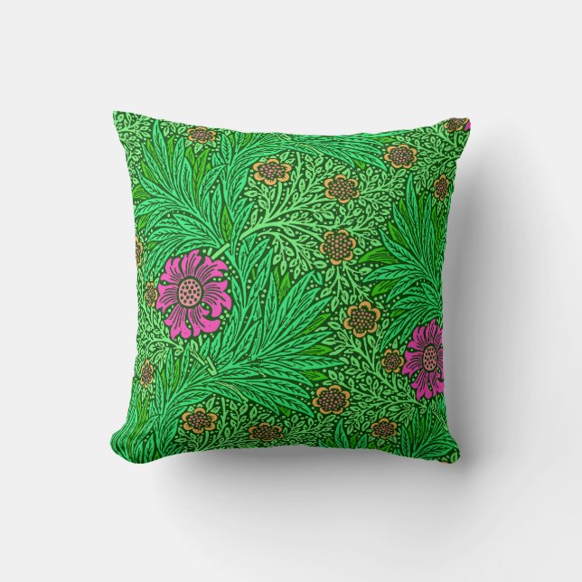 William Morris Marigold, Emerald Green & Fuchsia Kussen (Voorkant)
